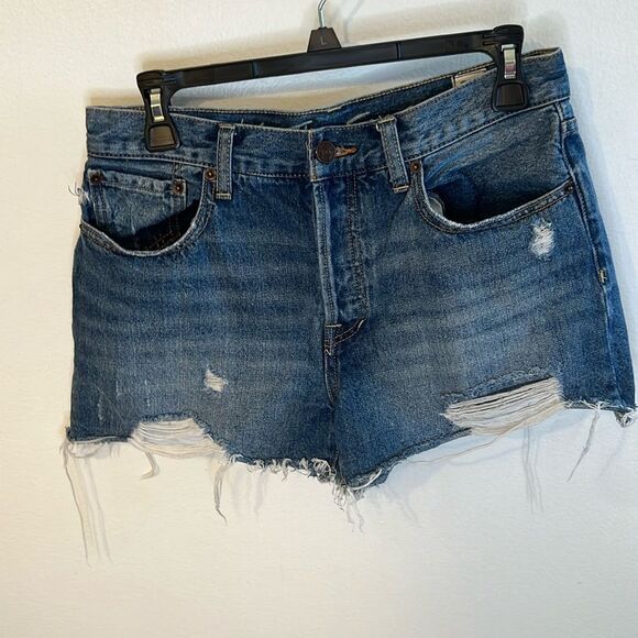 We The Free Womens Distressed High Rise Denim Shorts Size 28 - Picture 1 of 9